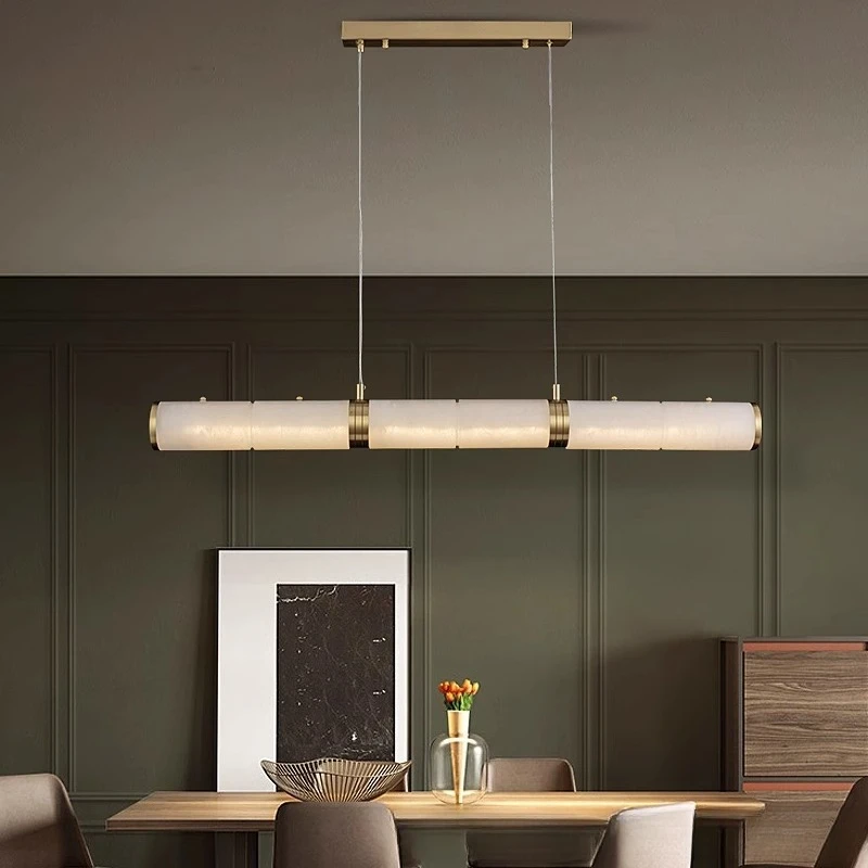 New Chinese marble strip lamp restaurant chandelier