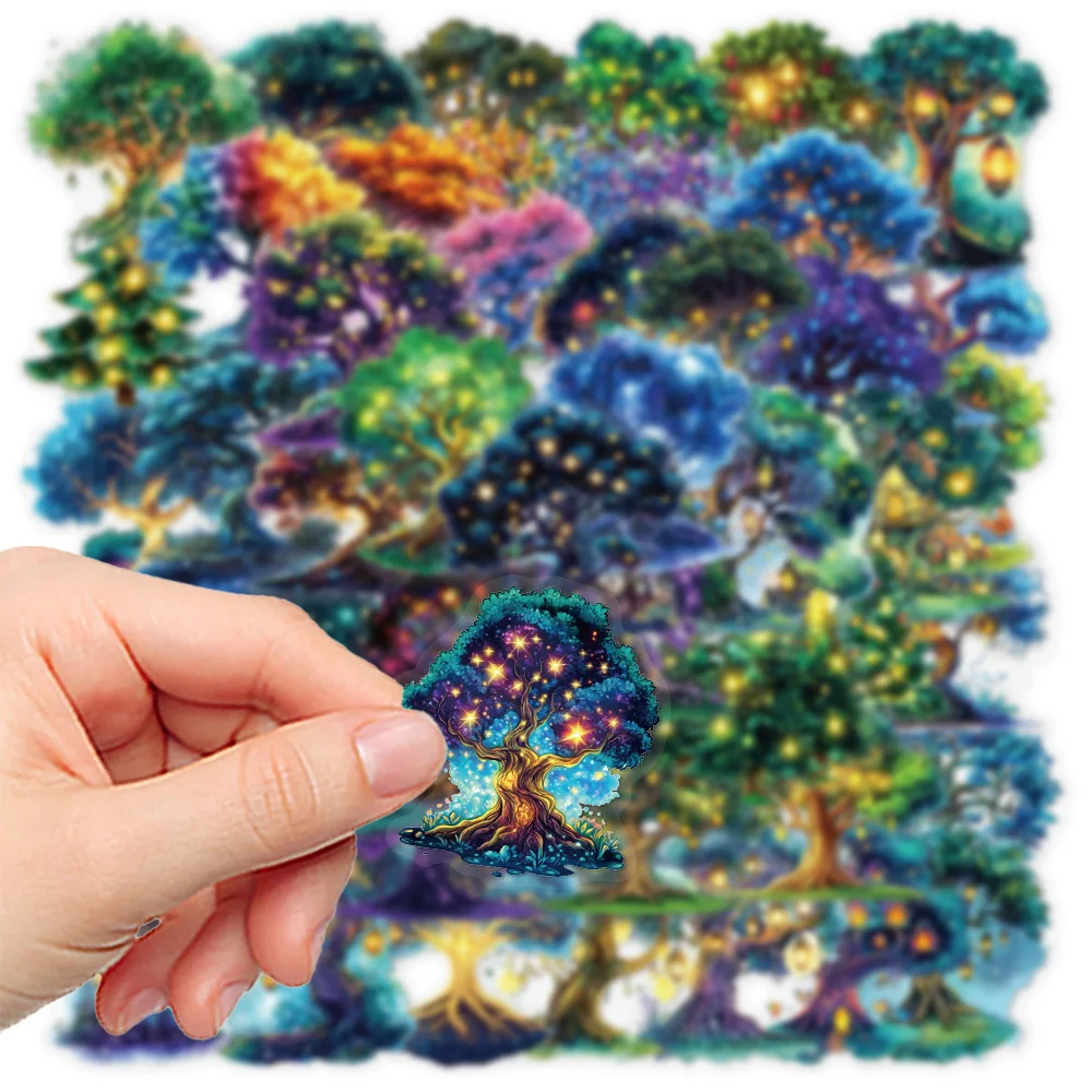 

10/50PCS Transparent Stickers Plant Graffiti Decoration Magic Style Tree Cartoon Decals DIY Kids Toys Laptop Guitar Bike