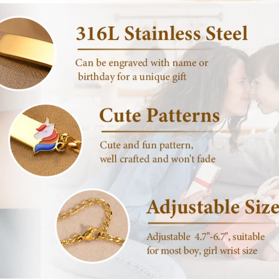 Stainless Steel jewelry Free Custom Little Friend Bracelets Anti Allergy Engrave Name Bracelets,New Boys Grils Jewelry Gift