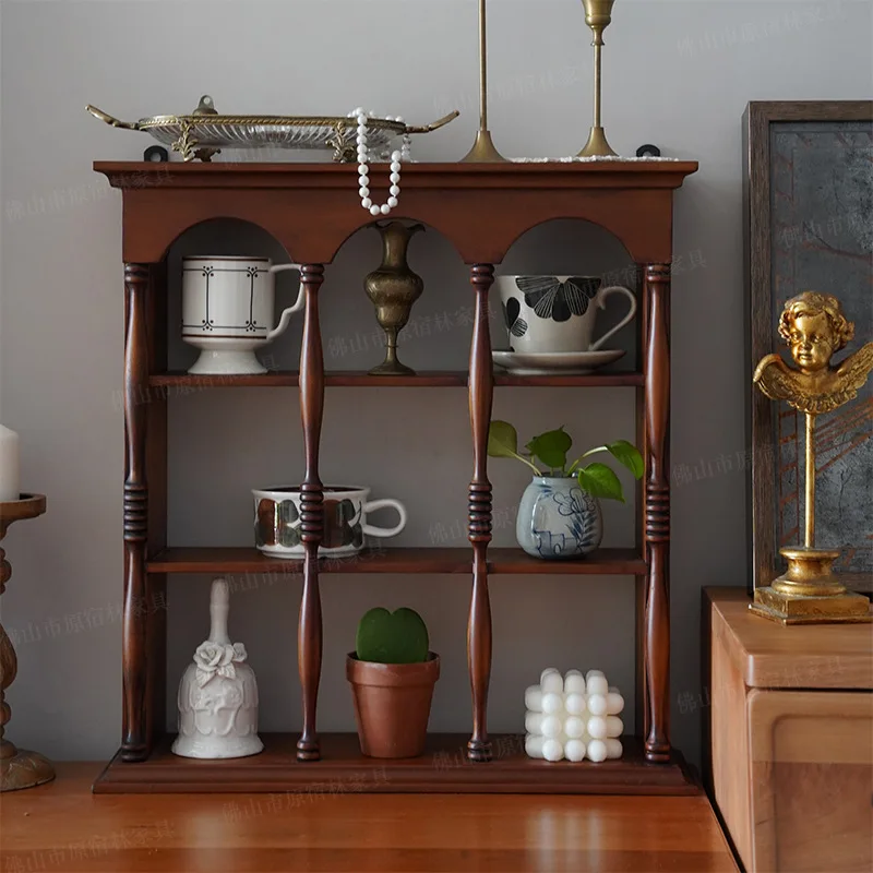 

Medieval cup holder ornament living room wooden cup display stand storage French retro wall hanging decoration baffle round