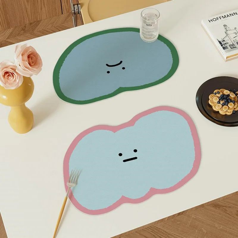 VIKAMA Korean Sweet Irregular Cloud Kitchen Mat Quick Absorbent Anti-scald Waterproof Non-slip Countertop Pad For Table Decor