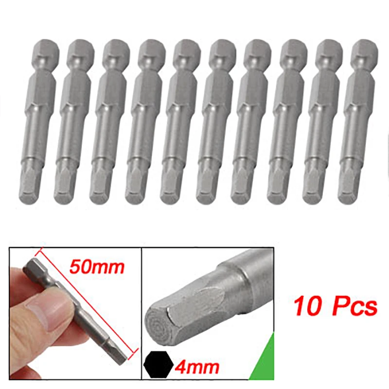 10pcs Magnetic 4mm/6mm Tip Hex Screwdriver Bits Set 6.3mm Hex Shank Diameter Hex Screw Driver Bits S2 Alloy Steel набор отверток