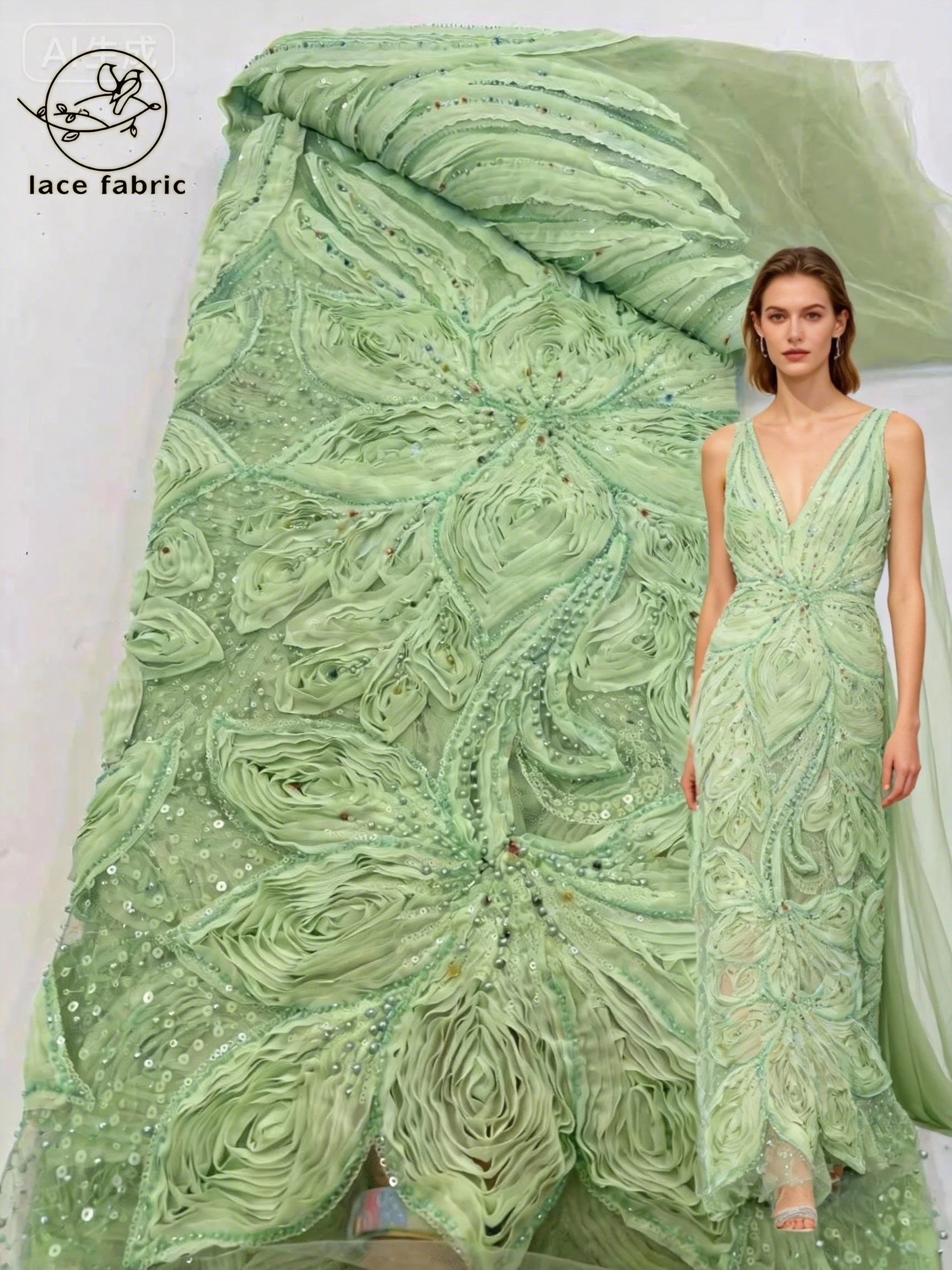 

Luxury African 3D Beaded Lace Fabric 2026 High Quality Lace French Sequins Tulle Lace for Nigerian Wedding Model Dresses Women