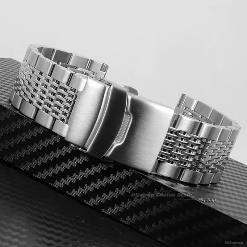 Pulsera de acero inoxidable de malla sólida para Seiko, correa de reloj con hebilla desplegable de buceo de Metal de 18mm, 20mm, 22mm y 24mm para pulsera Rolex
