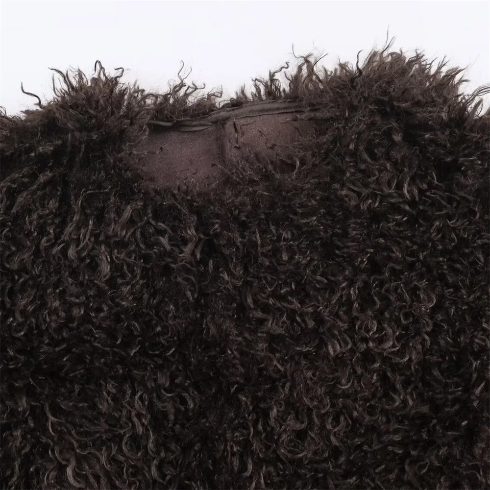 Veste de pilote décontractée à manches longues et col rond pour femme, nouvelle mode d'hiver, effet fourrure artificielle