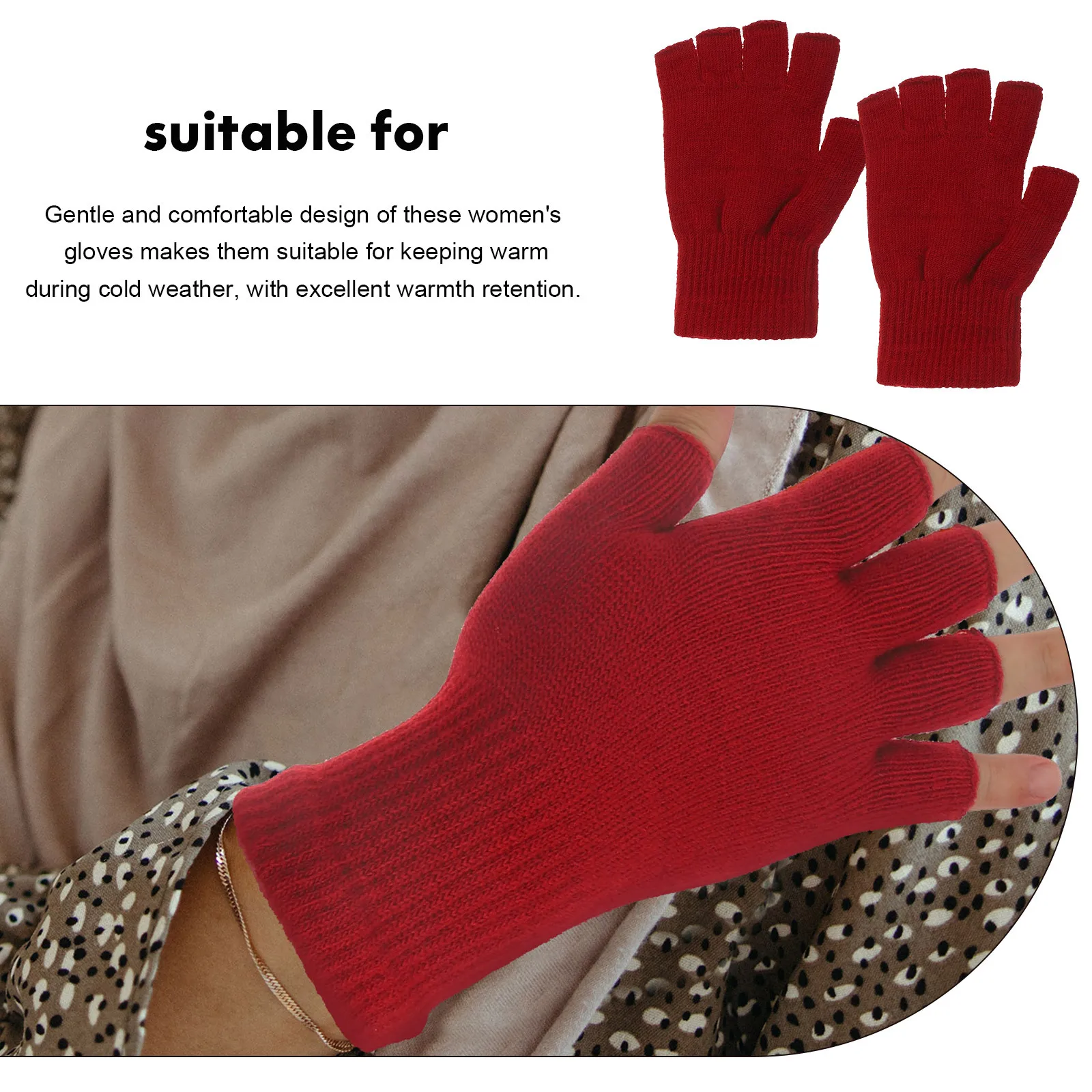 4 أزواج من القفازات النسائية الدافئة المحبوكة بدون أصابع، قفازات مريحة للشتاء والأنشطة الخارجية، قفازات دافئة للنساء