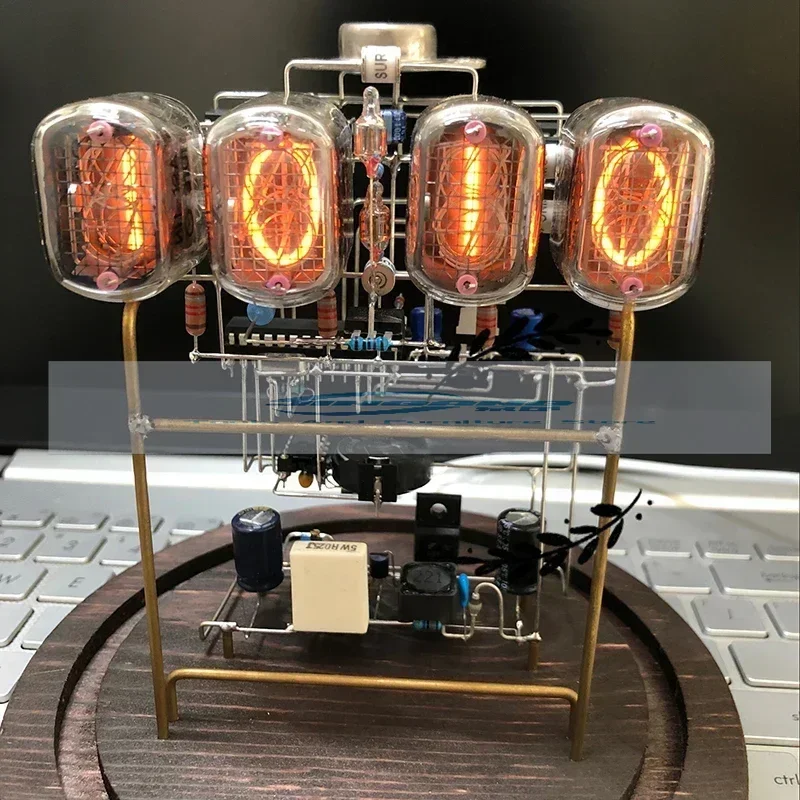 IN-12 IN12 Glow Tube Clock Retro Cyberpunk Desktop Creative Nixie Digital LED Clock Ornaments Handmade Circuit Scaffolding