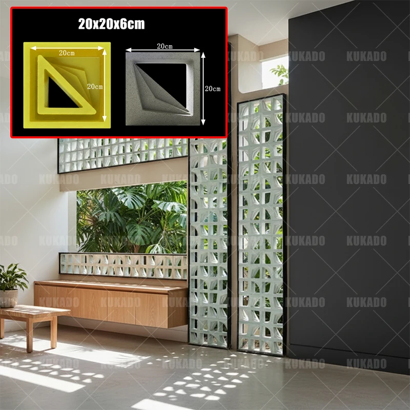 

Hollow brick cement silicone mold 20 * 20 * 6 cm easy demolding villa wall concrete shopping mall interior decoration brick