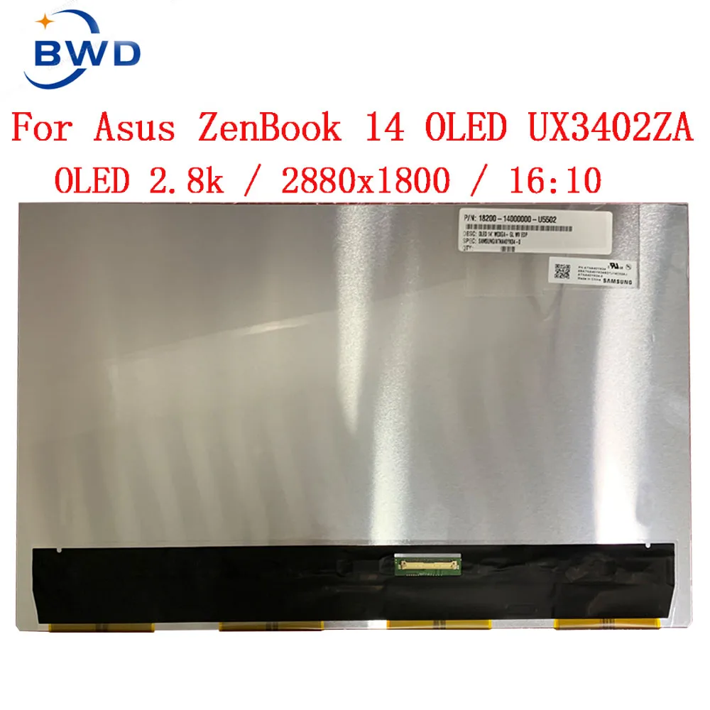 Imagem -01 - Polegada para Asus Zenbook 14 Um3402 Ux3402 Ux3402za Tela Lcd Oled Qhd 2880*1800 2.8k 100 Srgb Display Panel 1820014000000 14