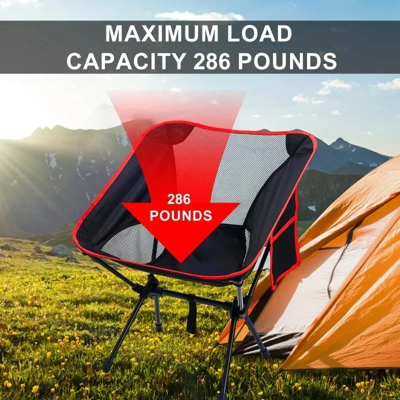 

Portable Camping Chair with Storage Bag Outdoor Beach Fishing Chair for Travel Picnic Hiking Leisure Lightweight Adventure Gear