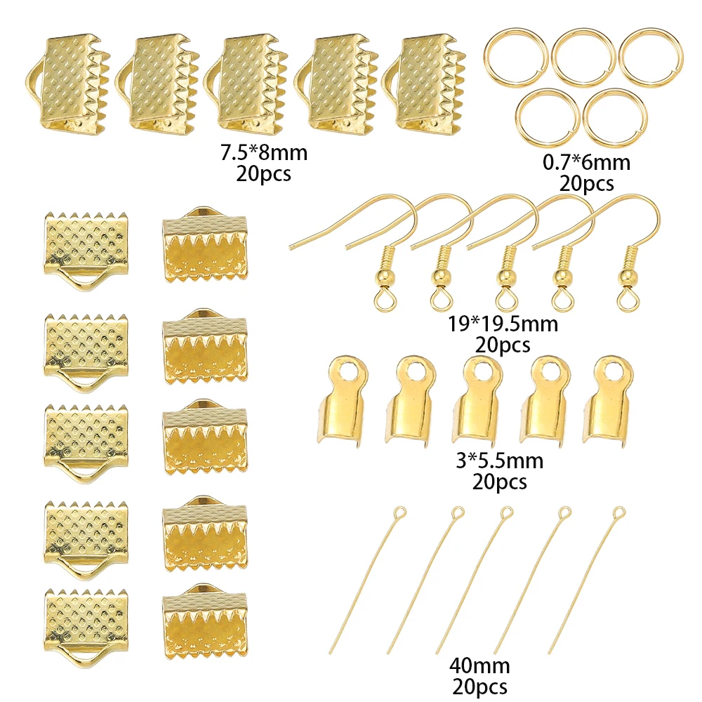 100pcs/Set 9 Pins Jump Rings Cord End Clasp Earring Hooks Crimp End Caps Connector Set for Earrings Necklace Jewelry Making image 4