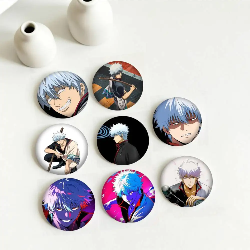 A-Anime Gintama Sakata Gintoki 25mm 32mm 44mm 58mm 75mm Brooches Badges Pins for Accessories Gift