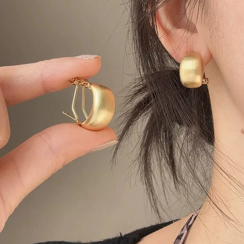XIYANIKE Minimalist Metal C-shaped Brushed Hoop Earrings For Women Lady Fashion New Jewelry Gift Party Wholesale серьги женски