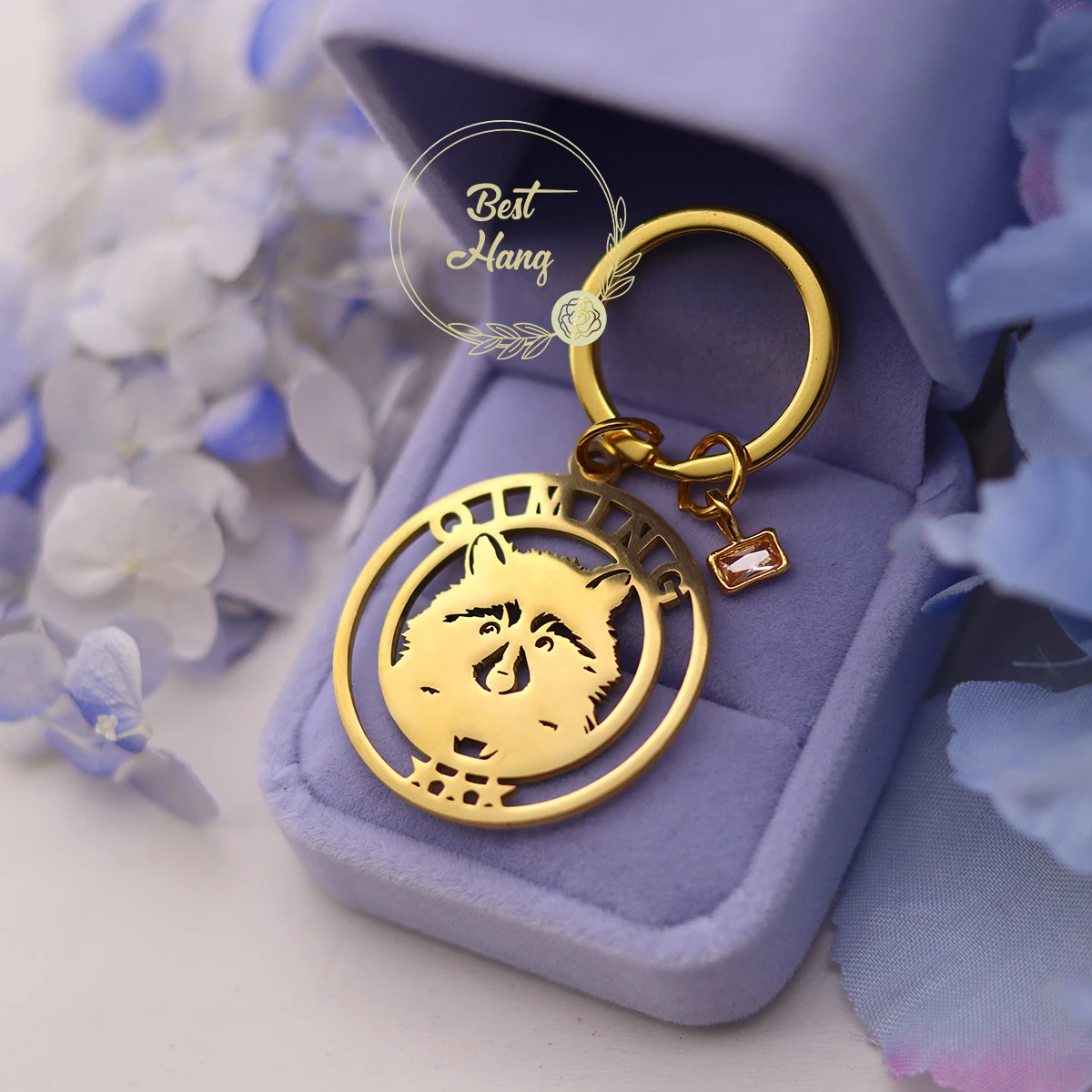 

Брелок из нержавеющей стали с именем на заказ: лиса, волк, лесные животные, с камнем-талисманом, для мужчин и женщин, подарок на день рождения