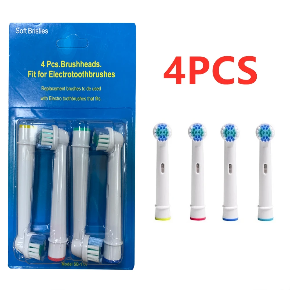 4 cabezales de cepillo de dientes Oral B Sensitive Clean SB-17A compatibles con Advance Power/Pro Health/Triumph/3D Excel/Vitality Precision Clean