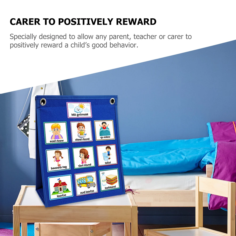 

Pocket Visual Schedule Child Kids Calendar Polyester Toddler Daily Routine Chart