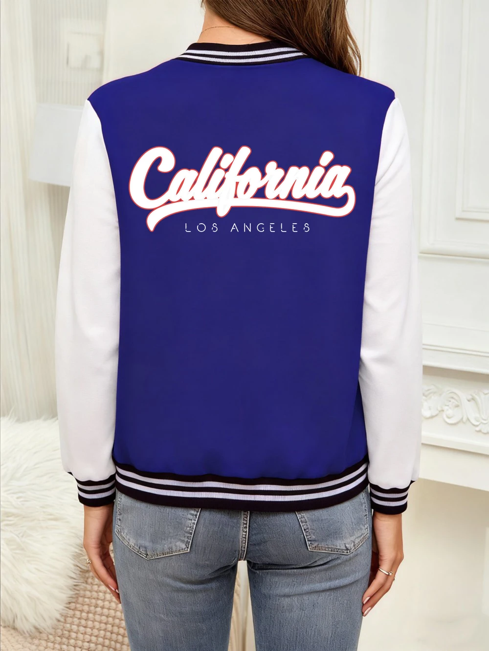

Black Artistic Letters Printing Baseball Jersey Women Basics Cotton Coats Fleece Warm Soft Jackets Casual Pocket Woman Clothes