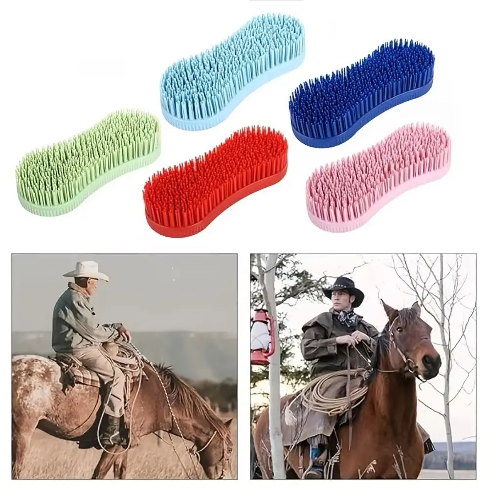 1Pcs Colorful Horse Grooming Brush Hard Bristle Silicone Horse Accessories Plastic Equestrian Massage Tool