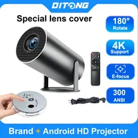 DITONG HY300 PLus HD 4K Proyector portátil Android LED Video Cine en casa Cine mini Proyector Película HY300 plus