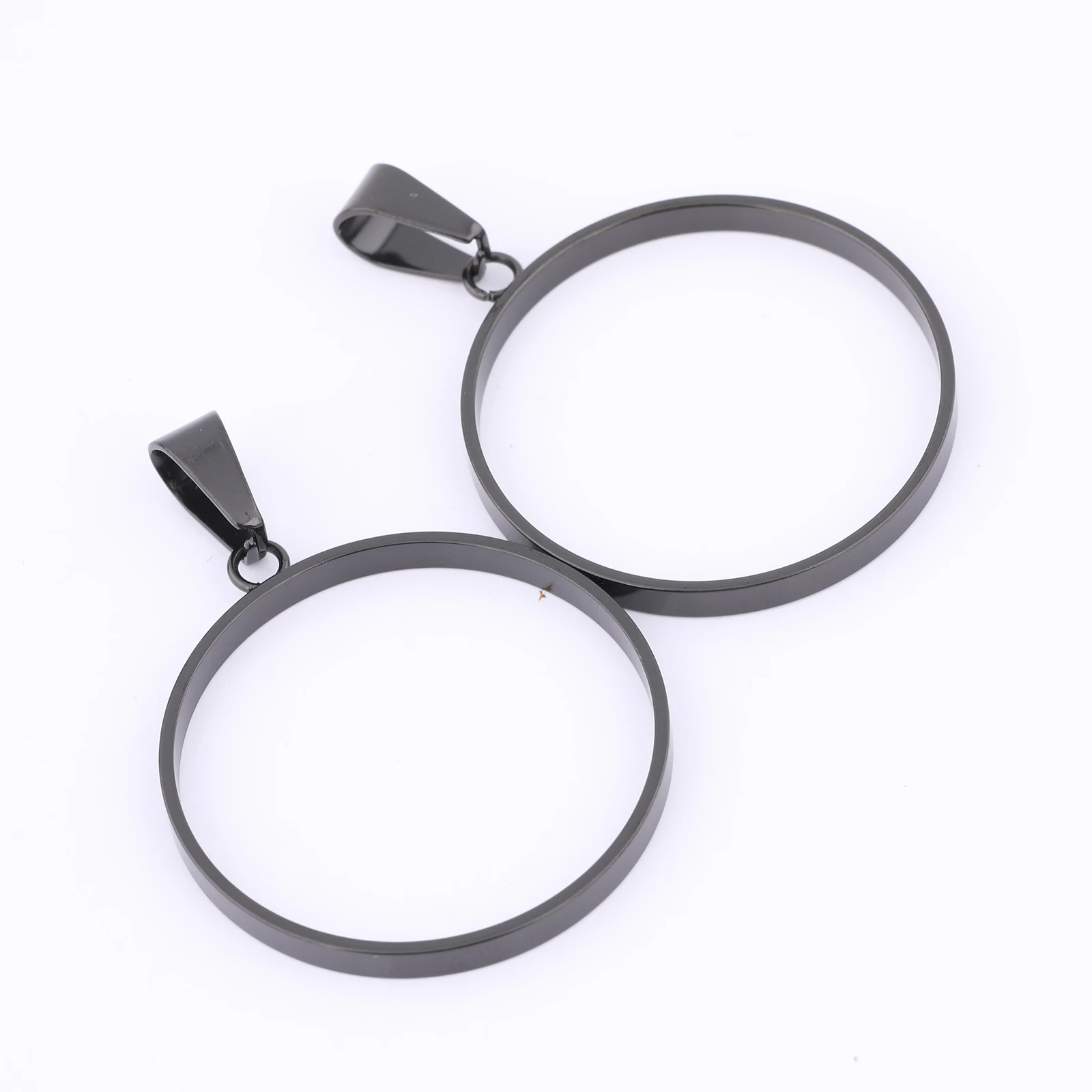 6 szt. Ze stali nierdzewnej pozłacane czarne okrągłe 30mm otwarta ramka Charms Diy puste kaboszon ramki półfabrykaty do produkcji biżuteria z żywicy — zdjęcie 4