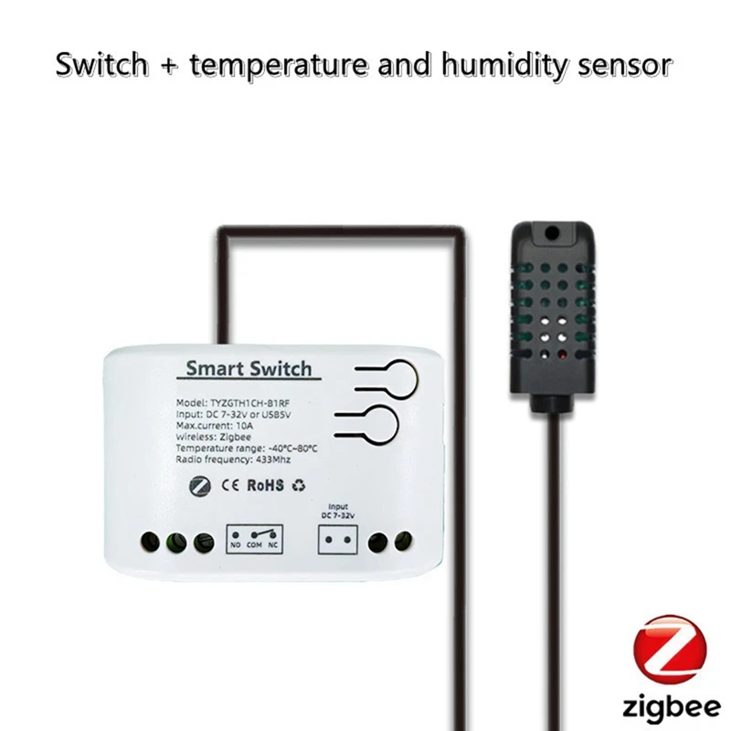 【CLEARANCE】Tuya Zigbee 1 Gang Smart Switch With Temperature Humidity Sensor,Tuya Smart Life APP,Passive Dry Contact Relay