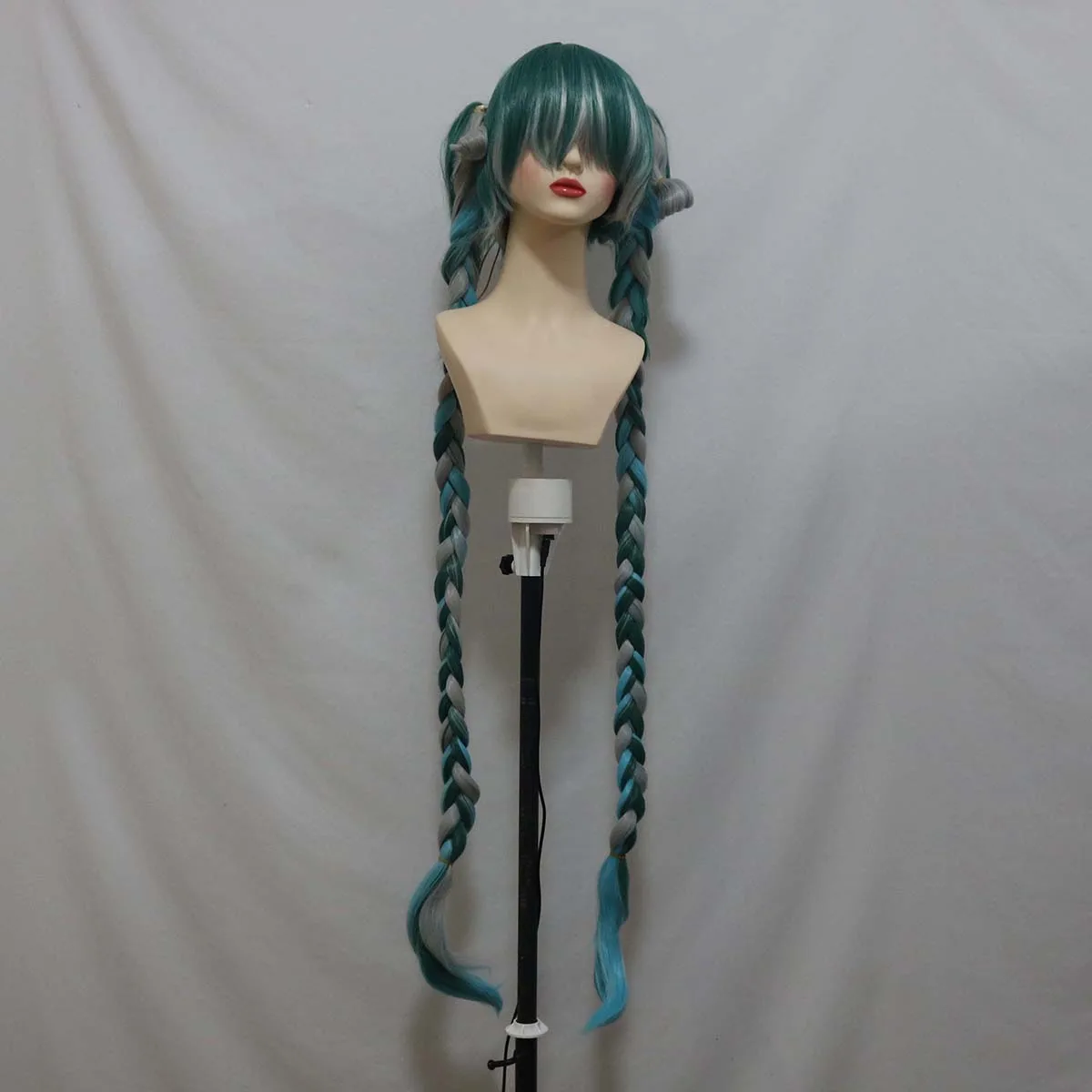 วิกผมคอสเพลย์ผู้หญิง อนิเมะ ซอมบี้ มิคุ แบบถักเปียยาว 120 ซม. สีเขียวผสม