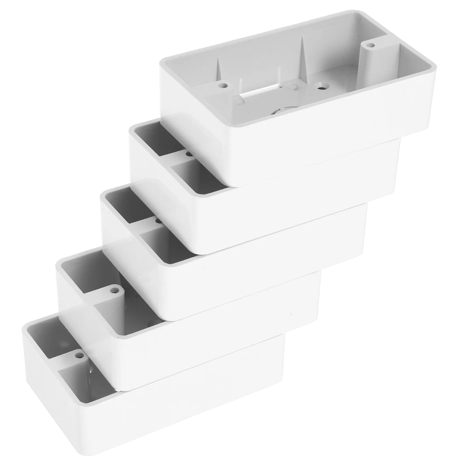 5 Pcs Recessed Furniture Power Strip with USB Junction Box The Switch Wall Socket Boxes Plate Covers White Installation