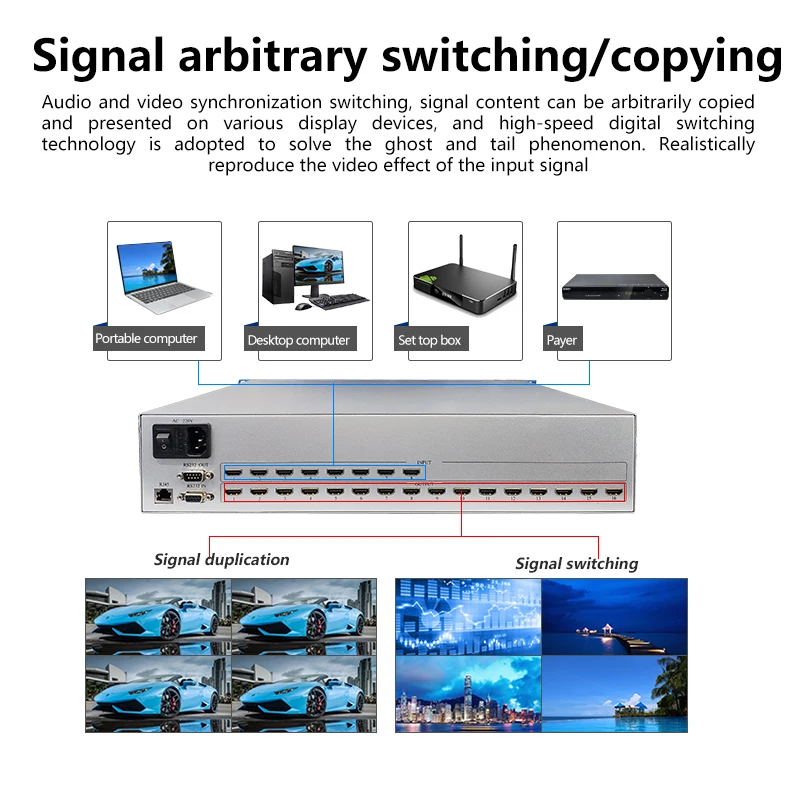 Interruptor matricial para HDMI, 8x16, 4K, 30Hz, HDCP2.1, divisor de estante Profesional, 8 en 16, con HDMI, Audio y vídeo