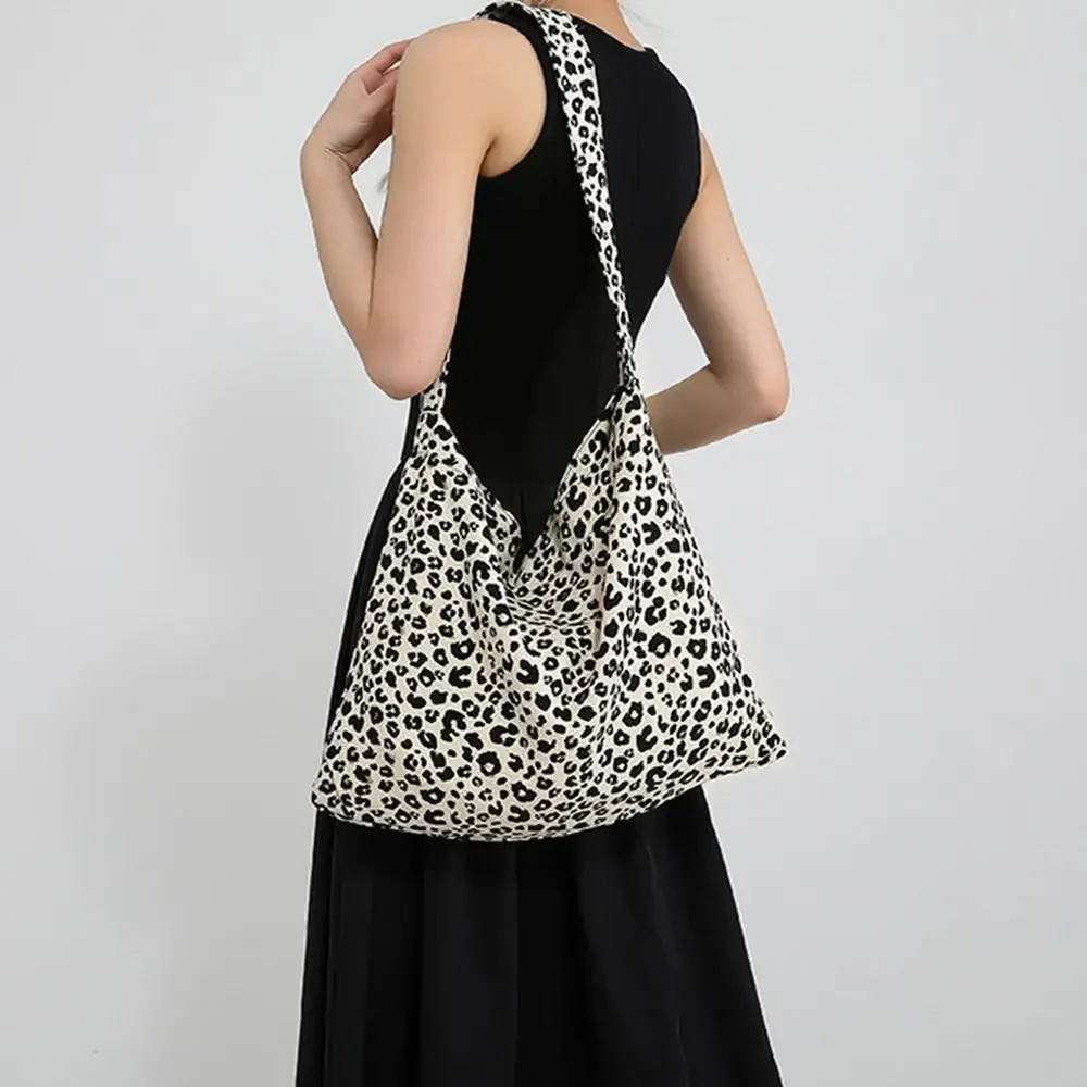 

Fashion Leopard Print Canvas Bag Canvas Floral Mini Handbags Large Capacity Storage Bags Picnic