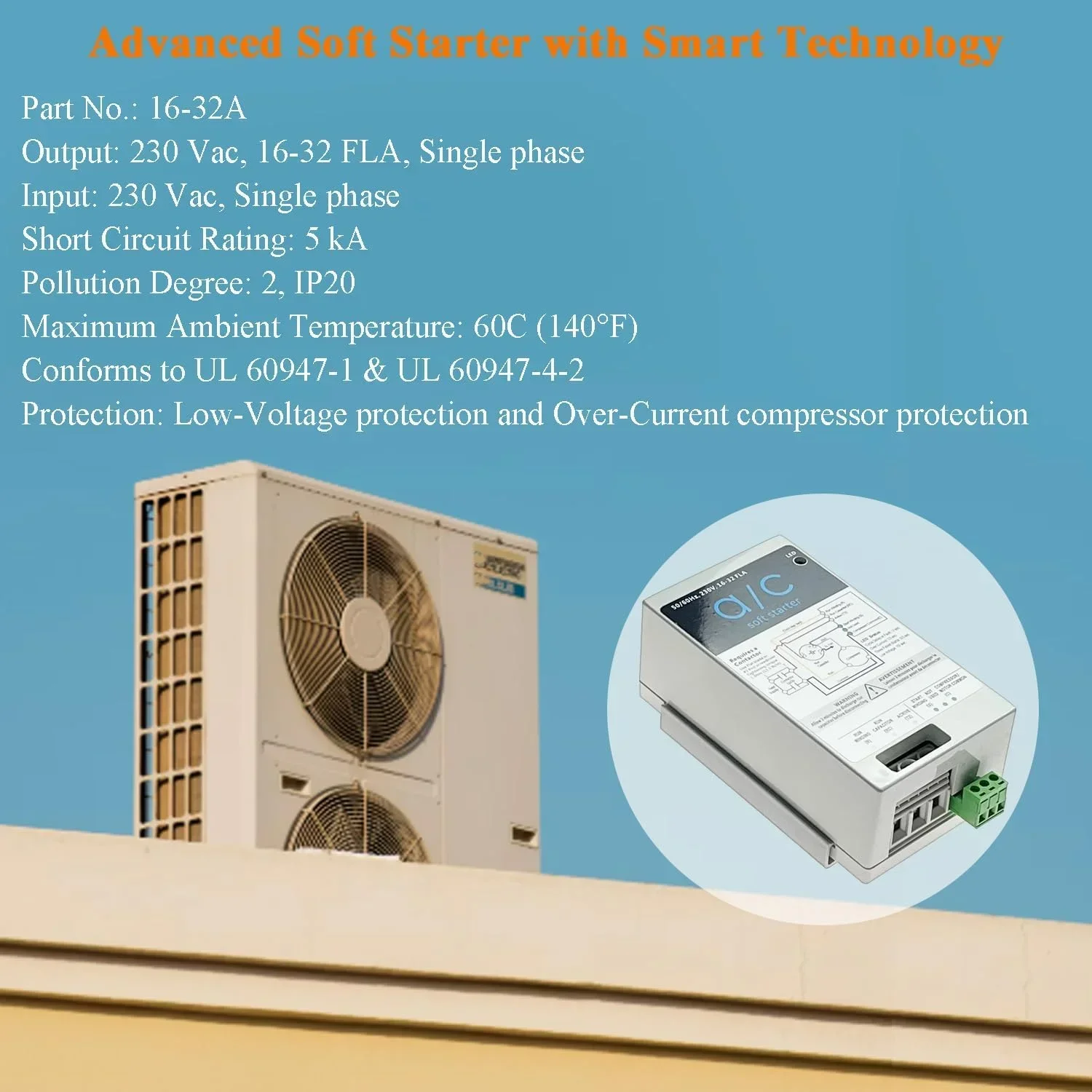 (16-32A) AC Soft Start Module Compatible with 4-7 Ton AC Unites | Easy Install |