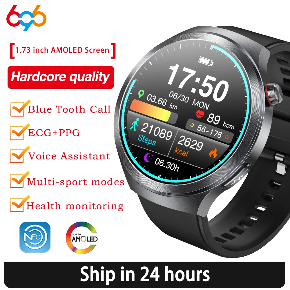 

AMOLED Screen Men Women ECG PPG Health Smart Watch NFC IP68 Waterproof Blue Tooth Call SOS Music Weather Sport 2025 Smartwatch