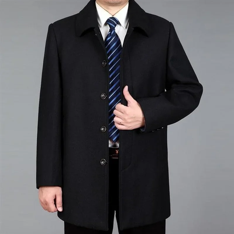 

2024 Men Winter Long Coat Woolen Pea Jackets Autumn s Wool Blend Overcoat Trench Man Jacket