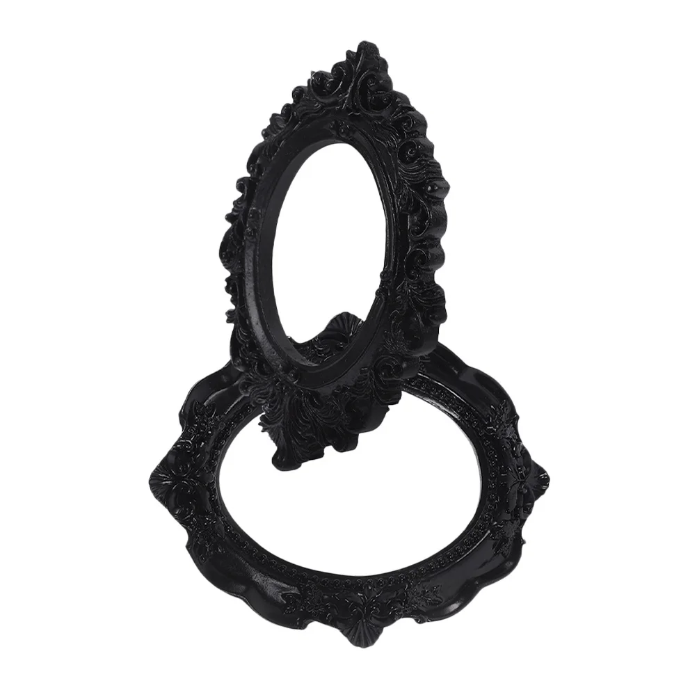 

2Pcs Embossed Resin Photo Frame Vintage Style Small Picture Frame Jewelry Display Decorative Home Ornament