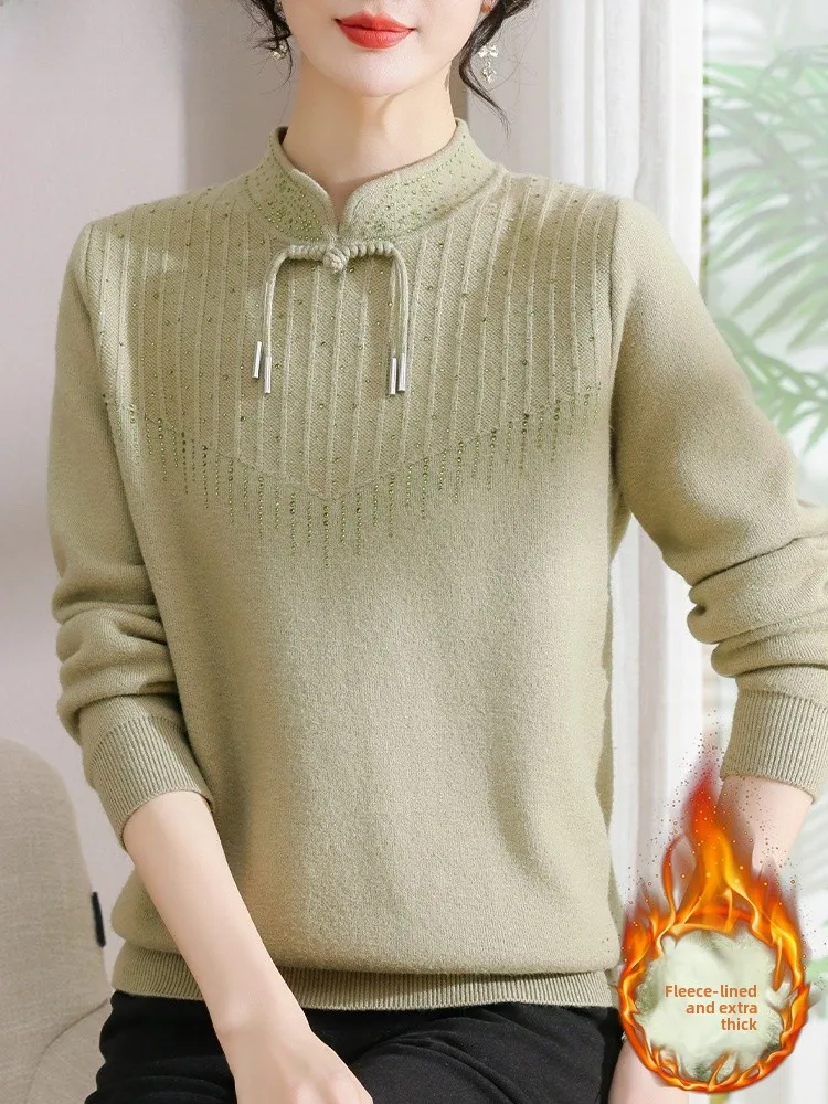 

Thiened Fce Women's Knitted Sweater Faionable Loose Fit Base Layer Warmth Autumn Winter Polyester Fiber Button Detail