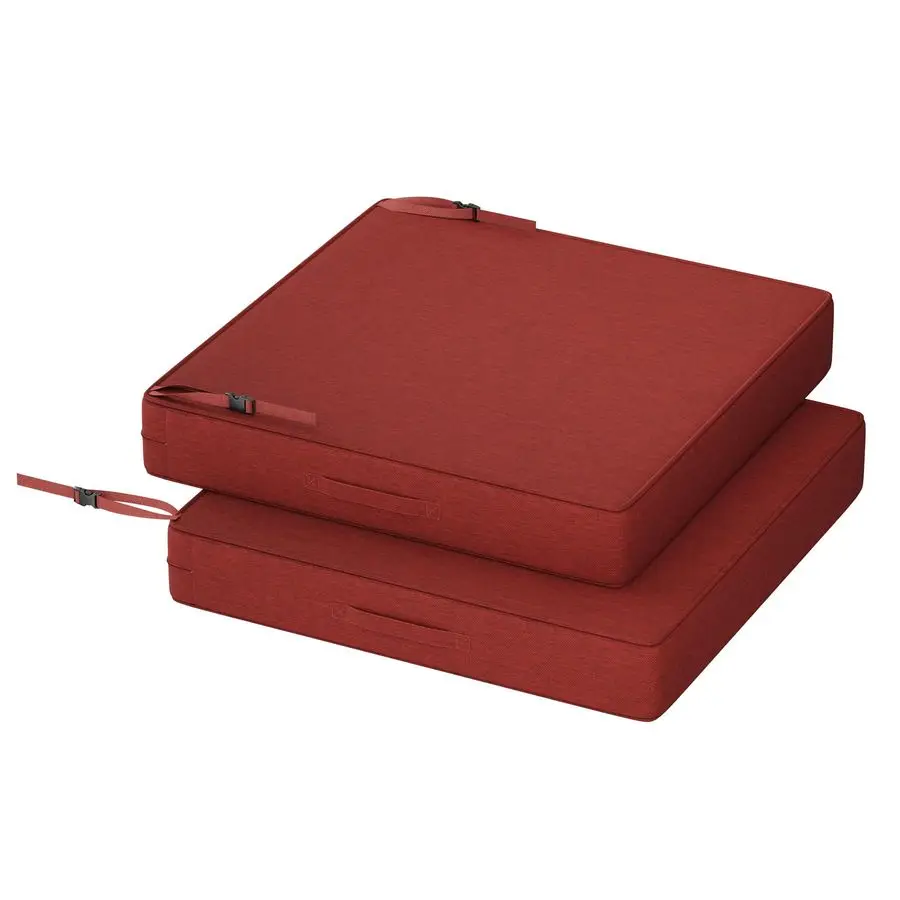 

Красные уличные подушки для стульев 19x19x3 дюйма, 2 шт., яркие водонепроницаемые подушки для патио с высокоэластичной пеной, удобными ручками EasyGrip и...