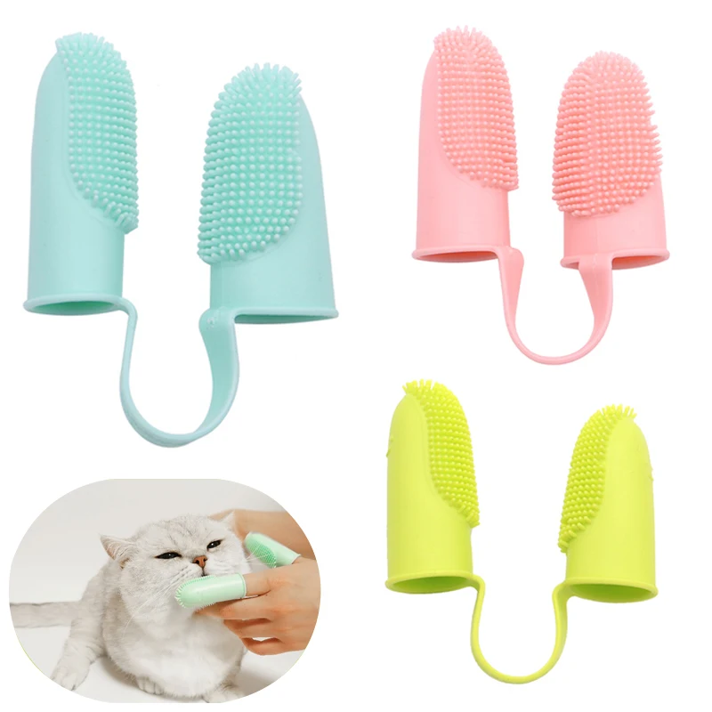 Pet Silicone Teeth Cleaning Fingertips for Cats and Dogs Cleaning and Removing Tartar and Stones Pet Toothbrushes