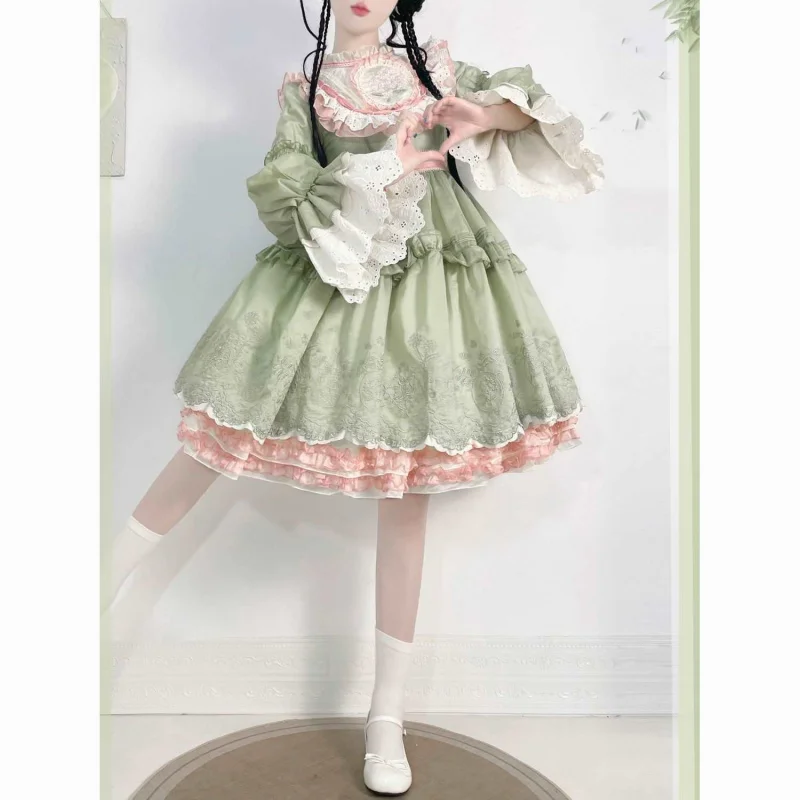 Japońska sukienka Cos Kawaii Lolita kobiety wiktoriański Vintage suknie ślubne księżniczka Party dziewczęca koronkowa kokarda elegancka odzież Lolita