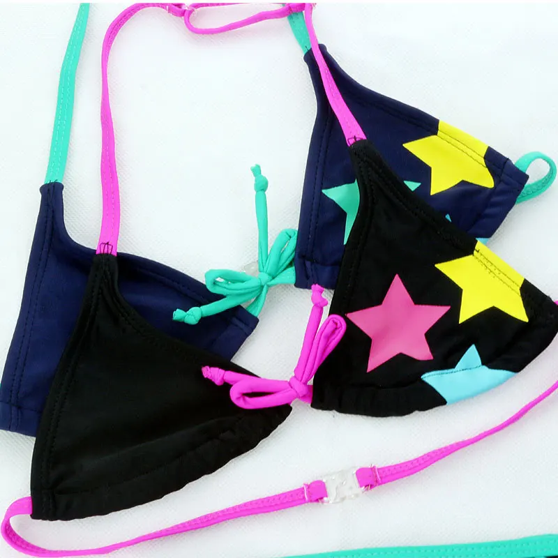 2024 Children Swimsuit Girls Cute Star Pattern Split Bikini Summer Beach Bathingsuit Maillot De Bain Beautiful Biquini