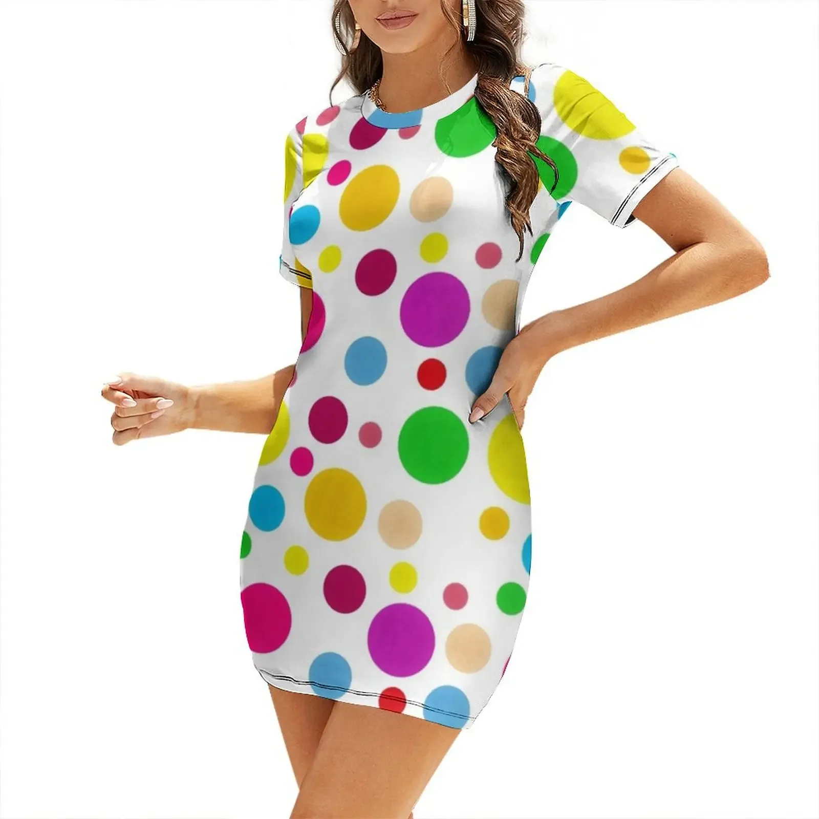 

Colorful Polka Dots Short-Sleeved Dress Womens dresses women's evening dress 2025 cocktail dresses Prom gown Dress