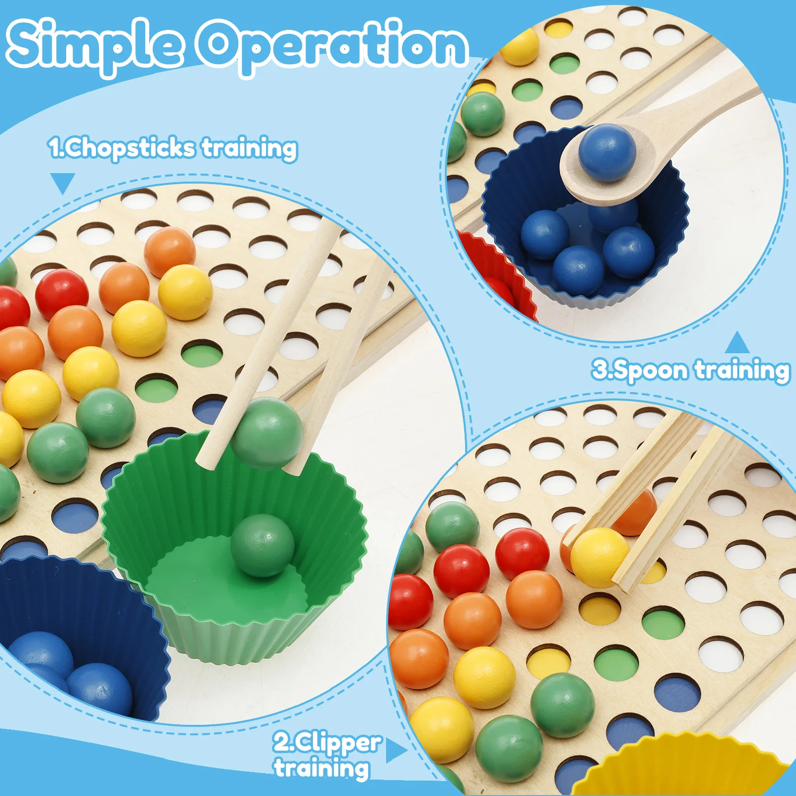 لعبة الخرز الخشبية لعبة التعليم المبكر لعبة مونتيسوري تصنيف الألوان مشبك التعلم لمرحلة ما قبل المدرسة لعبة معركة الخرزة للأطفال