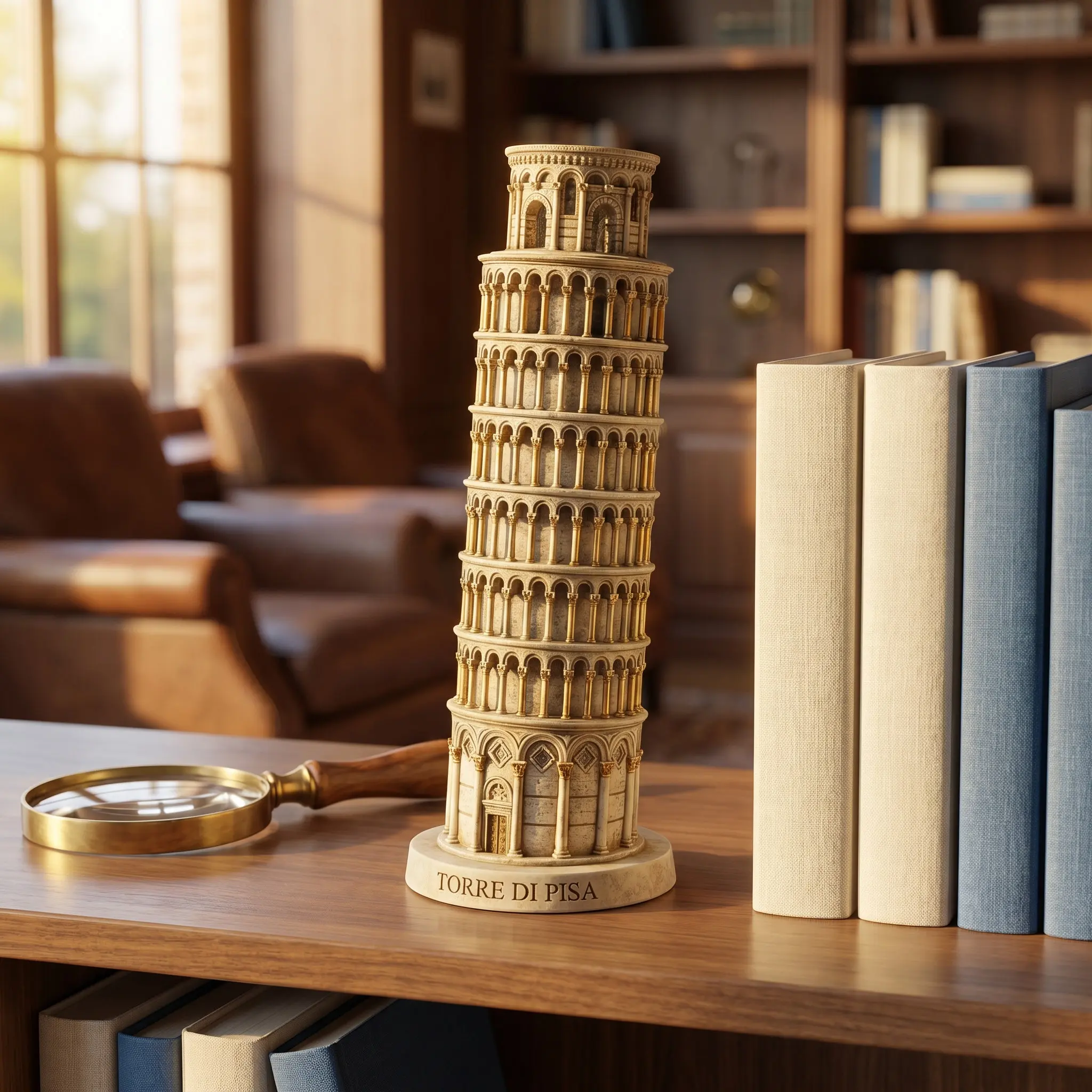 Miniature Leaning Tower of Pisa Resin Sculpture Retro Style Desktop Decoration Architectural Decor Home Ornament Statue