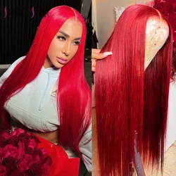 30 Inch Red Body Wave Lace Front Human Hair Wigs 13X4 Hot Red Straight Transparent Lace Front Wig Peruvian Remy Lace Frontal Wig