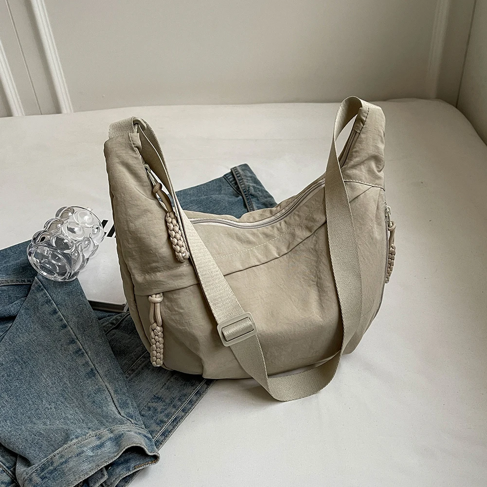 

Women Hobo Sling Bag Multi-pockets Crescent Crossbody Bag Large Capacity Daily Messenger Bag Adjustable Strap Simple Satchel Bag