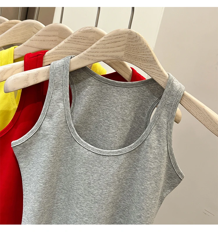 Zjaiss Damen Tanktop Einfarbiges Camisole 2026 Sommer Neu Minimalistisch Vielseitiges Ärmelloses Oberteil für Innen- und Außenbekleidung – Detail 22