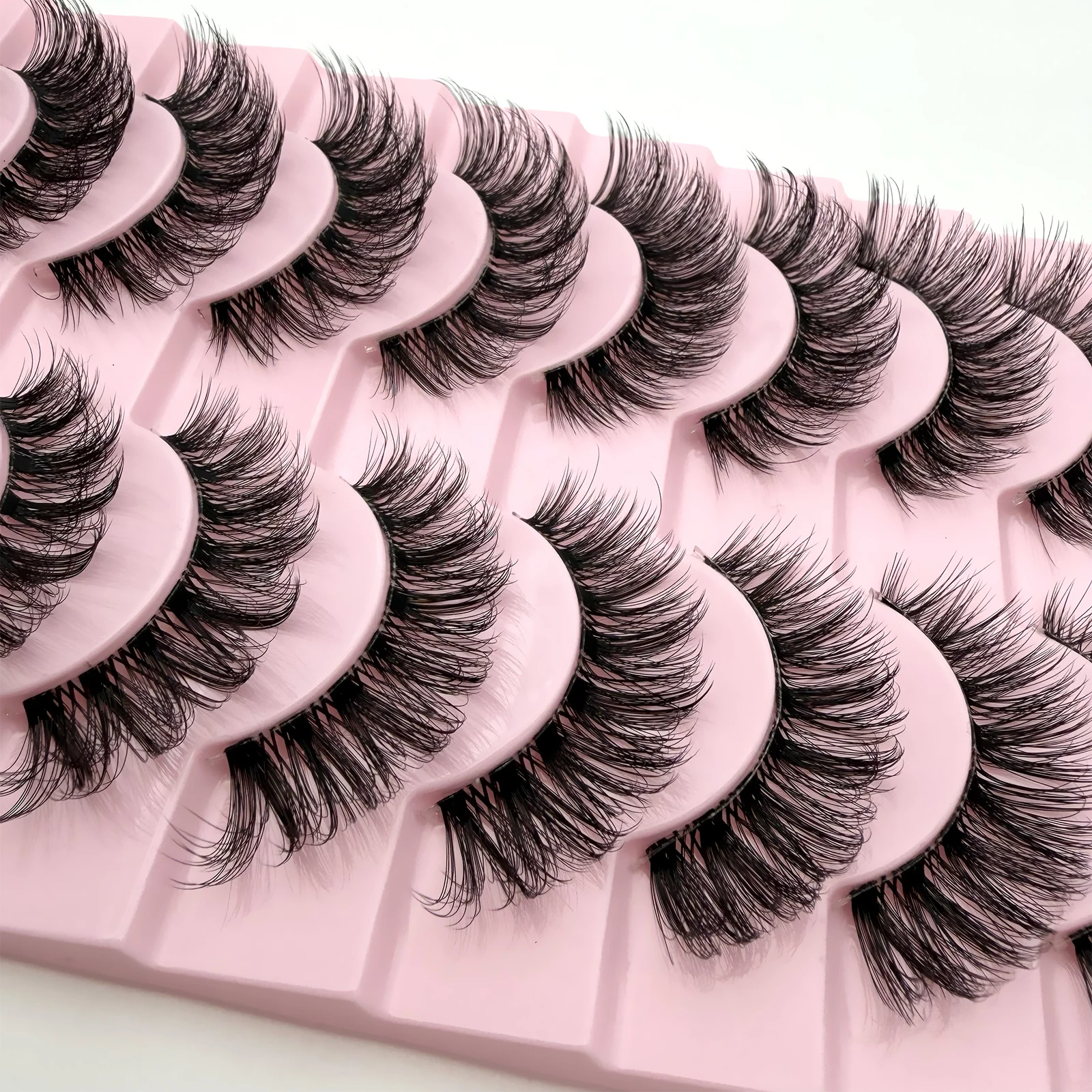 10ペア ふわふわまつげ Dカール つけまつげ 3Dボリューム ウィスピーつけまつげ ストリップス 日常使いや特別な機会のメイクに最適