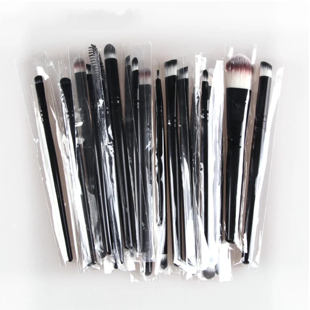 20pcs Makeup Brush Set Black Professional Tools For Powder Foundation Eyeshadow Eyebrow Portable Durable Kit