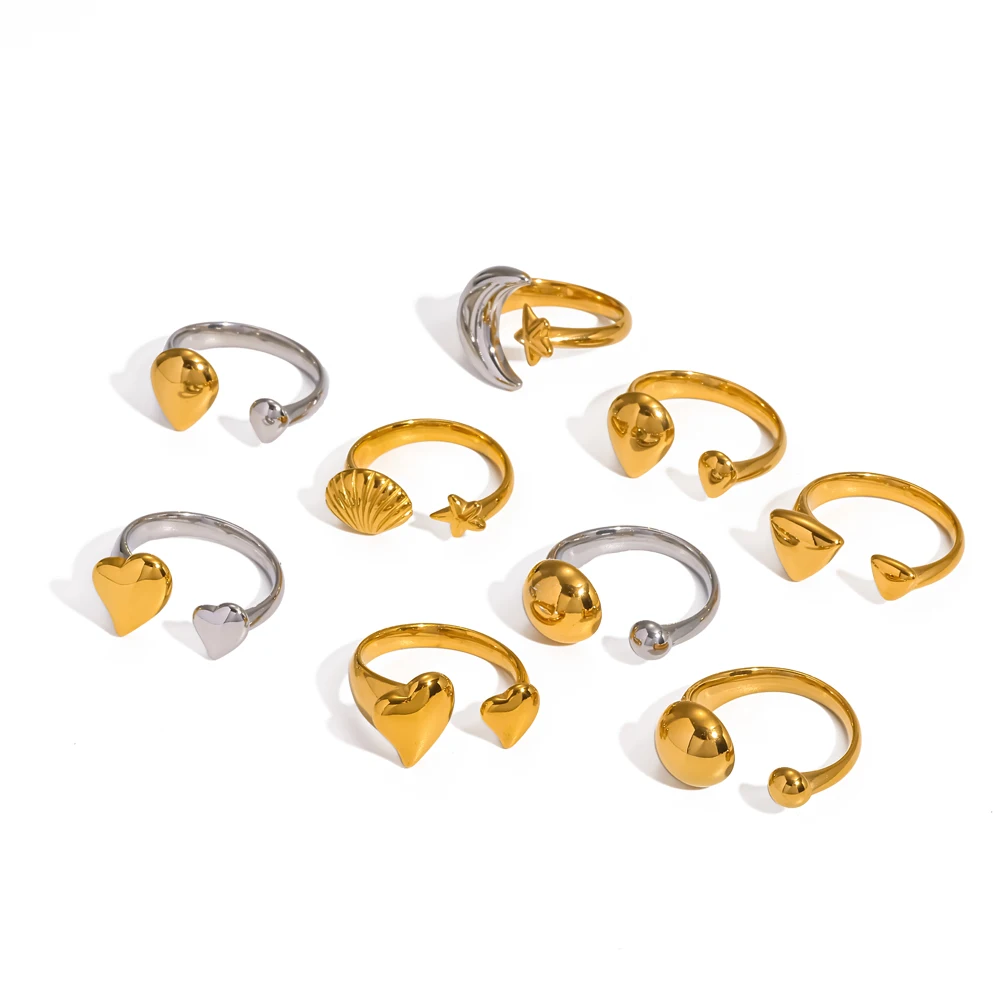 Minimalistischer Offener Verstellbarer Ring für Frauen 18K Vergoldeter Edelstahl Wasserdichter Urlaubsschmuck Geschenk – Detail 5