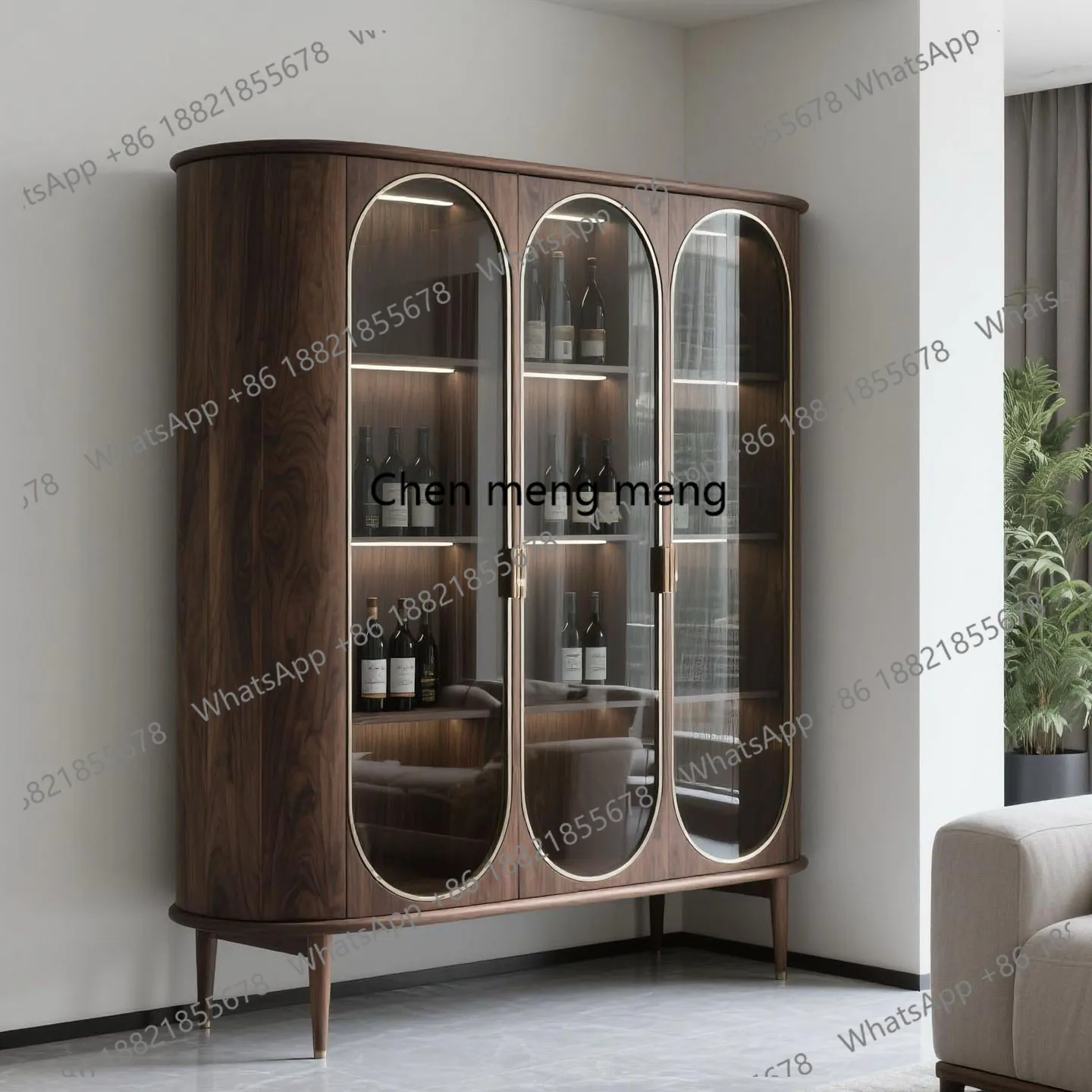 

New Chinese Style North American Black Walnut Song Style Aesthetic Display Cabinet Living Room Storage Rack