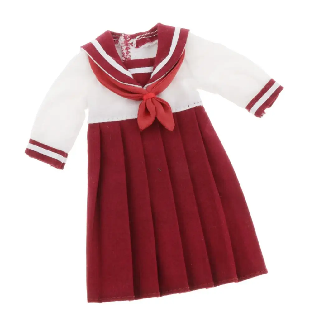 

1/6 Doll School Uniform Fashion Pleated Skirt Dress Clothes for Blythe Doll Azone Licca Miniature Outfit Girl Gift