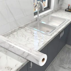 60/80Cm Breed, waterdichte Marmer Behang Zelfklevend Vinyl Sheet Voor Desktop Moderne Meubels Kasten Keuken Home Decor Film